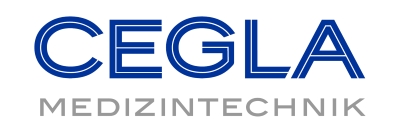 Farbiges Logo der Firma CEGLA Medizintechnik mit dem entsprechenden Schriftzug als Sponsor des Therapeutischen Fachsymposiums des Interdisziplinären Therapiezentrums im Albertinen Krankenhaus in Hamburg-Schnelsen.