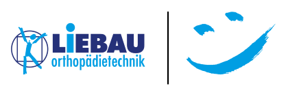 Farbiges Text-Bild-Logo der Firma Liebau Orthopädietechnik mit dem entsprechenden Schriftzug als Sponsor des Therapeutischen Fachsymposiums des Interdisziplinären Therapiezentrums im Albertinen Krankenhaus in Hamburg-Schnelsen.