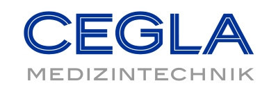 Farbiges Logo der Firma CEGLA Medizintechnik mit dem entsprechenden Schriftzug als Sponsor des Therapeutischen Fachsymposiums des Interdisziplinären Therapiezentrums im Albertinen Krankenhaus in Hamburg-Schnelsen.