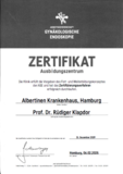 Zertifikat Ausbildungszentrum, Endoskopie, Gynäkologie & Geburtshilfe, Prof. Rüdiger Klapdor, Albertinen Krankenhaus, Hamburg