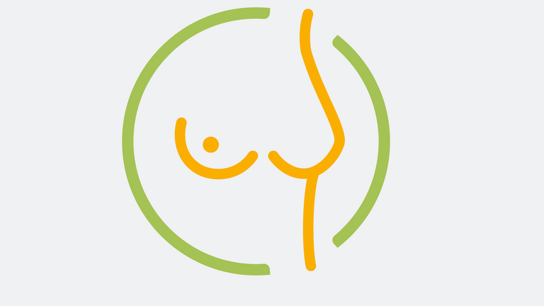 Eine als grün-orangefarbene Bändergrafik stilisierte weibliche Brust als Motiv für den dritten Patientinnentag mit Vorträgen & Patienteninformationen im zertifizierten Gynäkologischen Krebs- und Brustkrebszentrum im Albertinen Krankenhaus Hamburg für Patientinnen, Angehörige und Zugehörige