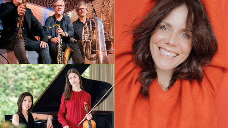 Veranstaltungsmotiv zum 10. Herzbrücke-Benefizkonzert der Albertinen-Stiftung am 6. Oktober 2026 im Hamburger Michel mit Anna Depenbusch, dem Trio Windspiel sowie Michi Komoto und Sophie Hikari Hoffmann.