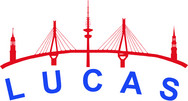 Zweifarbiges Logo mit illustrierter Stadtsilhouette und Schriftzug der LUCAS-Studie